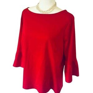 TALBOTS Red Bell-Sleeve Top Blouse - Loose Fit, Size 2X PETITE
